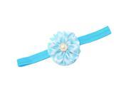 Girls Blue Chevron Stripe Flower Rhinestone Stretchy Hairband Hair Accessory