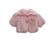 Baby Girls Pink Faux Floral Adornment Button Winter Coat 12M
