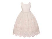 Kids Dream Little Girls Ivory Rose Floral Embroidery Organza Scallop Dress 4