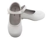 L Amour Little Girl 4 White Leather Flower Mary Jane Velcro Shoe