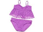 Gossip Girl Big Girls Purple Chevron Perforated Bandeau2 Pc Swimsuit 12