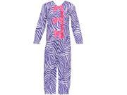 Laura Dare Little Girls White Purple Zebra Stripe Bow 2 Pc Pajama Set 4