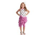 KidCuteTure Toddler Girl 2T Pink Mia Ruffle Dot Asymmetrical Dress