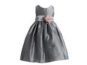 Crayon Kids Little Girls Silver Flower Sash Poly Silk Special Occasion Dress 2T