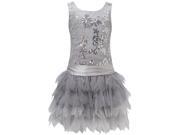 Biscotti Little Girls Silver Filigree Sequin Tiered Party Christmas Dress 4