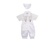 Rain Kids Little Boys White Satin Shorts Cotton Shirt Baptism Outfit Set 2