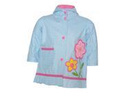Wippette Baby Girls Turquoise Checker Waterproof Hooded Rain Coat 12M