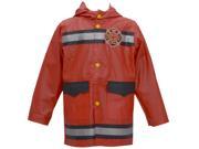 Wippette Little Boys Red Fire Department Motif Hooded Raincoat 2T