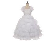 Chic Baby Big Girls White Pearl Layered Organza Bolero Flower Girl Dress 16