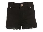 Cutie Patootie Little Girls Black Lace Trimmed Hem Buttons Rivets Shorts 4T