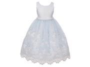 Kids Dream Big Girls Baby Blue Floral Embroidery Organza Scallop Dress 12