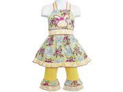 AnnLoren Baby Girls Yellow Floral Bunny Easter Dress Capri Outfit Set 24M