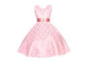 Little Girls Dusty Rose Lace Overlay Satin Brooch Sash Flower Girl Dress 6