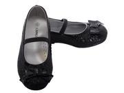 L Amour Little Girl 13 Black Glitter Bow Strap Ballet Slipper Shoe
