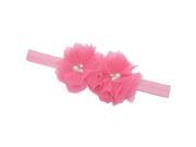 Girls Pink Glittery Mesh Flower Embellished Stretchy Headband