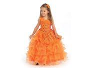 Angels Garment Orange Sequin Organza Ruffle Pageant Dress Girls 10