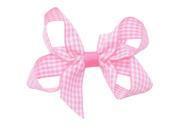 Girls Pink White Gingham Pattern Fabric Bow Alligator Clippie