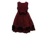 Little Girls Red Patterned Puffy Bow Ribbon Decorated Christmas Dress 4