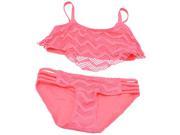 Gossip Girl Big Girls Neon Pink Chevron Perforated Bikini 2 Pc Swimsuit 12