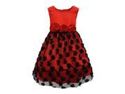 Little Girls Red Bodice Black Rosette Skirt Sleeveless Christmas Dress 6