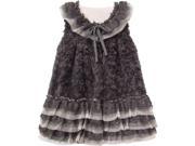Little Girls Wilma Gray Faux Tulle Crochet Trim Tie Sleeveless Vest 6X