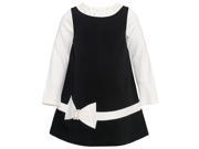 Biscotti Little Girls Black Ivory Bow Pearl Adorned Christmas Dress 2T