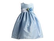 Crayon Kids Little Girls Blue Flower Sash Poly Silk Special Occasion Dress 2T