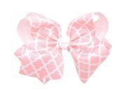 Reflectionz Girls Pink White Ribbon Knot Grosgrain Large Clippie Accessory