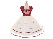 Chic Baby Little Girls Burgundy Floral Embroidery Special Occasion Jacket Dress 4