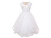 Chic Baby Little Girls White Ruffle Rhinestone Bolero Flower Girl Dress 4