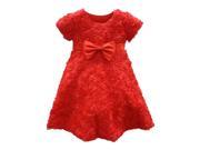 Baby Girls Red Rosette Embellishment Bow Accented Christmas Dress 24M