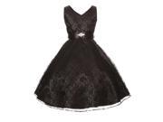 Big Girls Black Lace Overlay Satin Brooch Sash Junior Bridesmaid Dress 14
