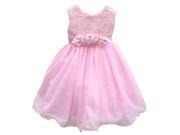 Little Girls Pink Rosette Bodice Wire Hem Flared Special Occasion Dress 2T