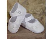 Baby Girls White Rosette Ribbon Braid Cotton Braid Christening Shoes 2