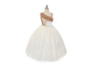 Chic Baby Little Girls Taupe One Shoulder Ruffle Flower Girl Dress 4