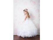 Rainkids Little Girls White Sequin Sparkly Ruffle Organza Communion Dress 6