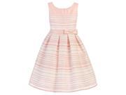 Sweet Kids Big Girls Light Pink Stripe Woven Organza Bow Easter Dress 10