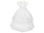 Rainkids Big Girls White Stunning Ruffle Detachable First Communion Dress 7
