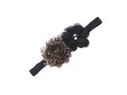 Girls Black Stretchy Glittery Leopard Spotted Flower Embellished Hairband