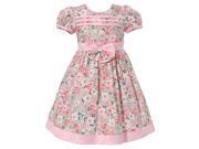 Richie House Baby Girls Pink Floral Print Bow Designer Dress 12M