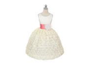 Chic Baby Ivory Coral Sash Flower Special Occasion Dress Big Girl 12