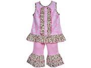 AnnLoren Baby Girls Pink Damask Leopard Tunic Capri Outfit Set 24M