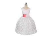 Chic Baby White Coral Sash Flower Special Occasion Dress Big Girl 8