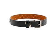 Girls Black Silver Square Patterned Bonded Leather Classic Belt M