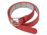 Girls Red Perforated Dual Prong Buckle Belt Extra Large 31 35