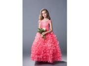 Rain Kids Big Girls Coral Beads Straps Ruffle Organza Pageant Dress 10