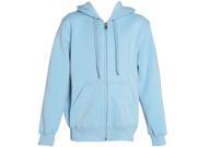 Big Girls Light Blue Drawstring Hood Zip Up Cotton Spandex Sweatshirt 18