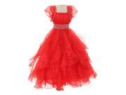Chic Baby Big Girls Red Pearl Organza Ruffle Pageant Flower Girl Dress 14