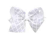 Reflectionz Girls Gray White Ribbon Knot Grosgrain Large Clippie Accessory