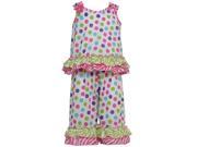 Laura Dare Little Girls Multi Color Gumballs Bow Ruffle 2 Pc Pajama Set 4T